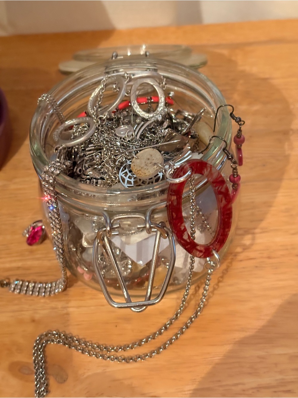Mystery jewelry jars Silver-Tone with red and pink accent!